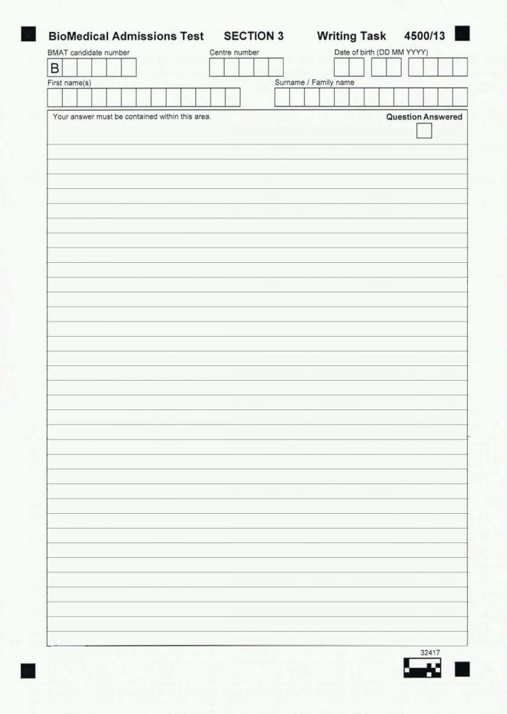 bmat section 3 essay template