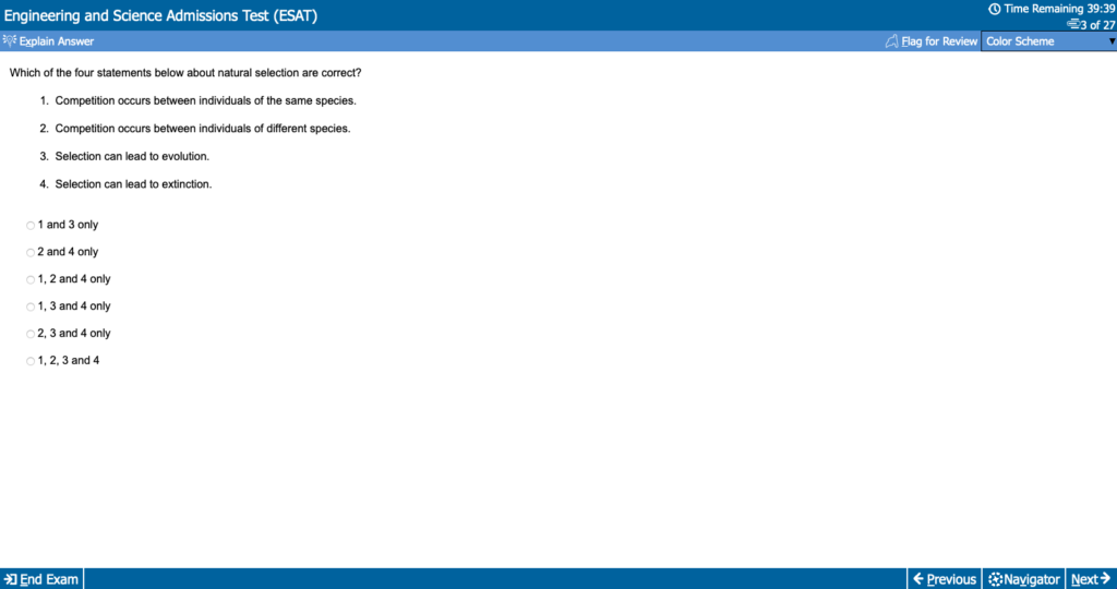 ESAT Question Platform Screenshot